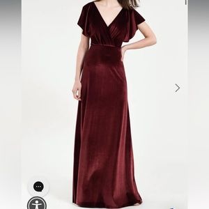 Burgundy Velvet Floor Length Dress